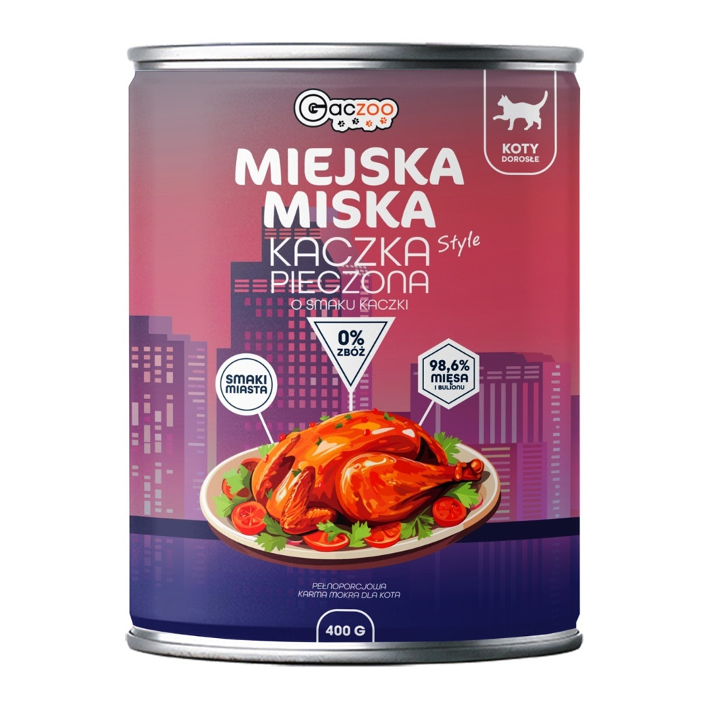 Gaczoo Miejska Miska karma mokra dla kota Kaczka pieczona Style 400g